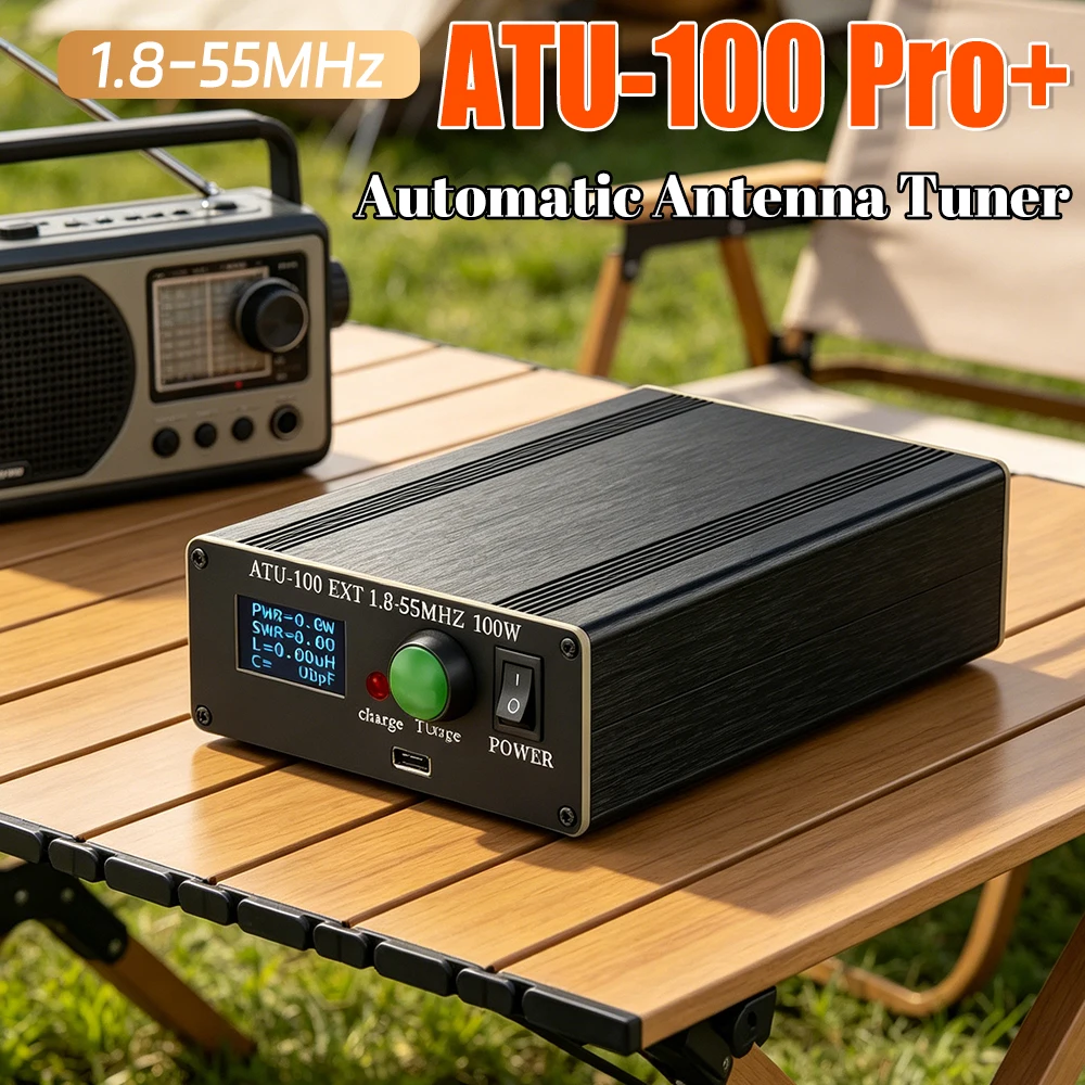 ATU-100 Pro+ Multi-Function Antennas Tuners 1.8-55MHz Rechargeable Antennas Tuners 0.96 Inch Display Tuning Unit