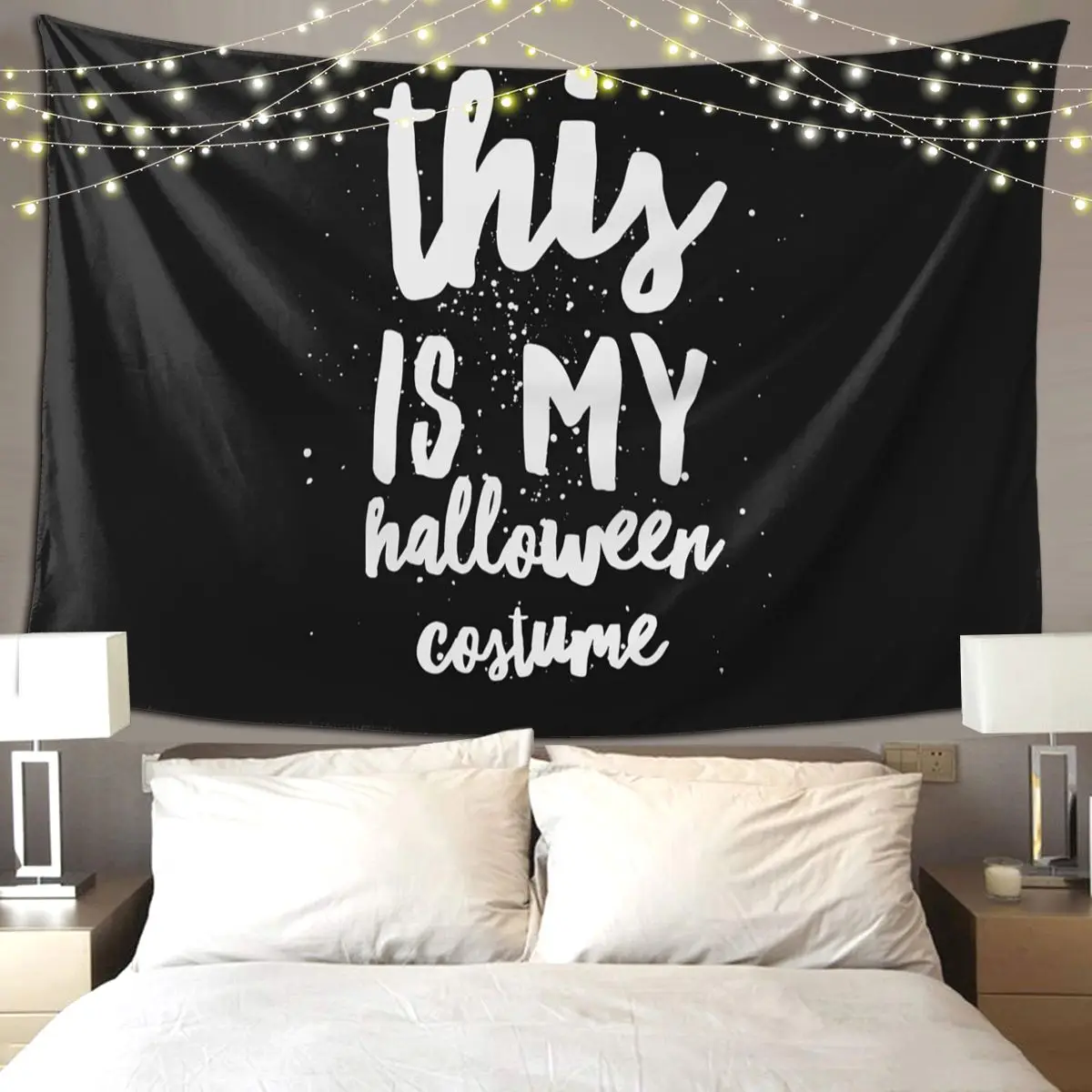 Copy Of This Is My Halloween Costume, White Tapestry Hippie Wall Hanging Aesthetic Home Decor Tapestries for Bedroom Dorm Room