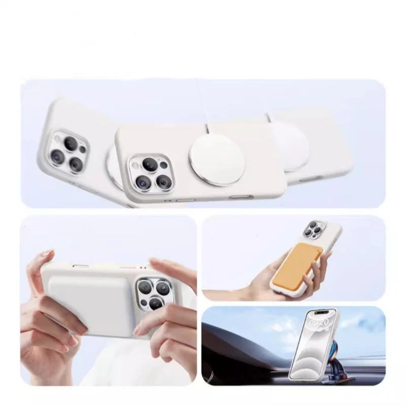 حافظة هاتف Magsafe من السيليكون السائل الأصلي لهاتف iPhone17 16 13 12 Pro 14 15 Pro Max 16 غطاء شحن لاسلكي مغناطيسي #6
