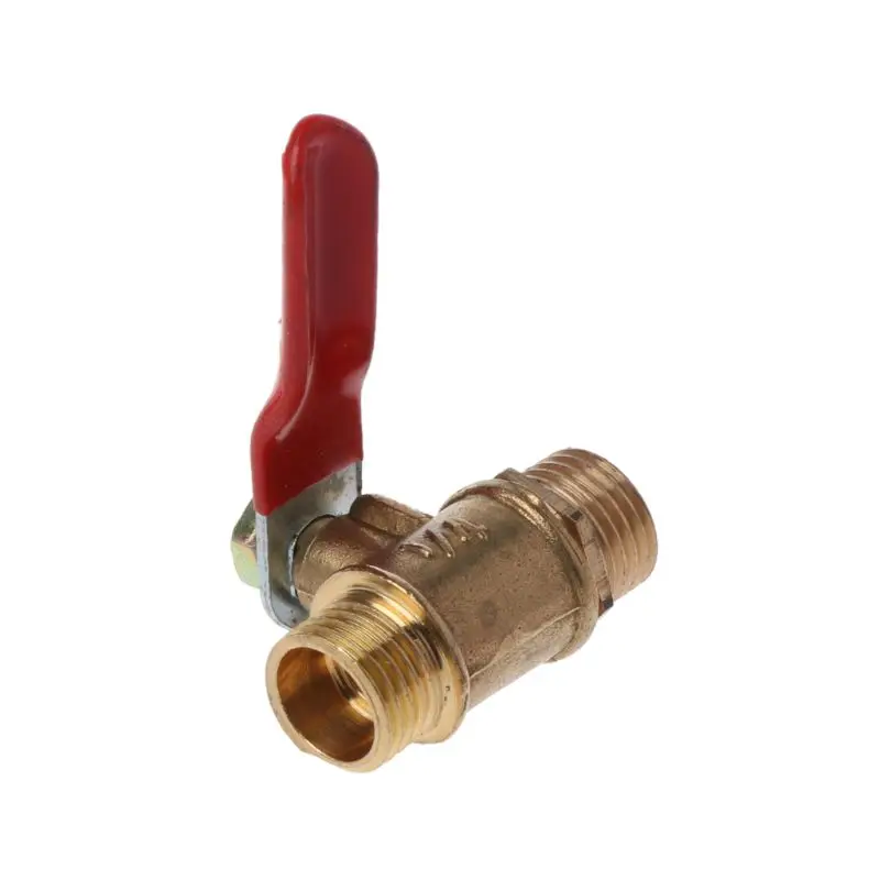 1/4" Ball for Valve Male to Male Pipe BSP Brass Ball for Valve Shut Off Switch with Red Lever Handle for Water Oil Drop Shipping