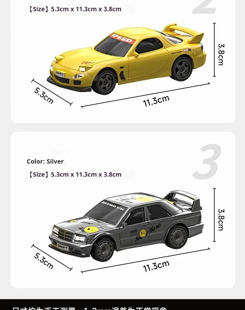 1:43 Mini Rc Drift Auto Voor Desktop 4wd Volledige Proportionele Controle Glad Drifting 3 Klassieke Gesimuleerde Modellen Voor Verzamelaars