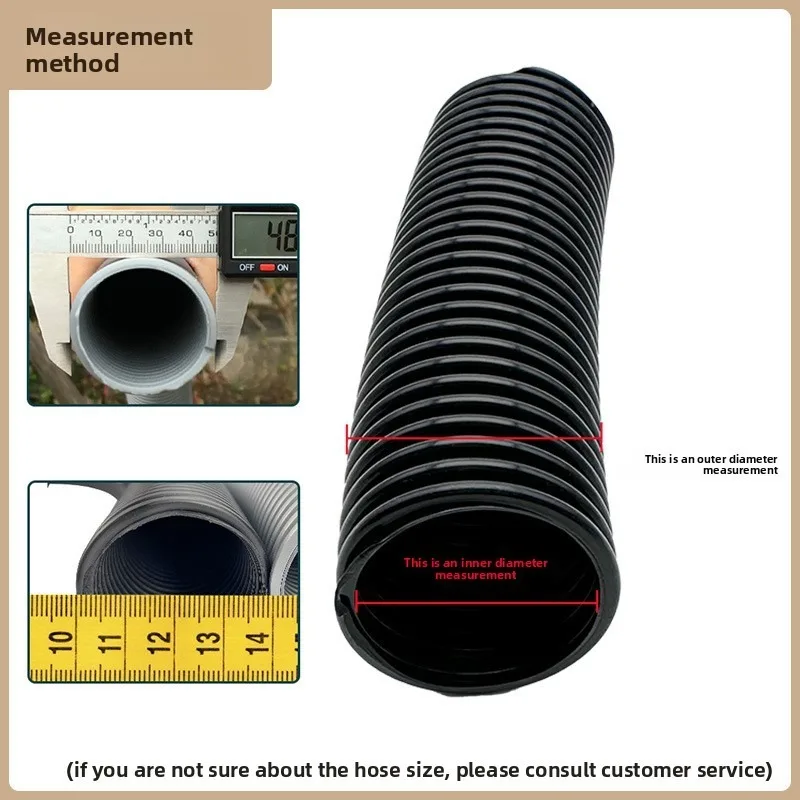 Vacuum Cleaner Thread Hose Inner 32mm/Outer 58mm Bellows Straws Durable Flexible Soft Pipe Replacement Vacuum Cleaner Tube Black