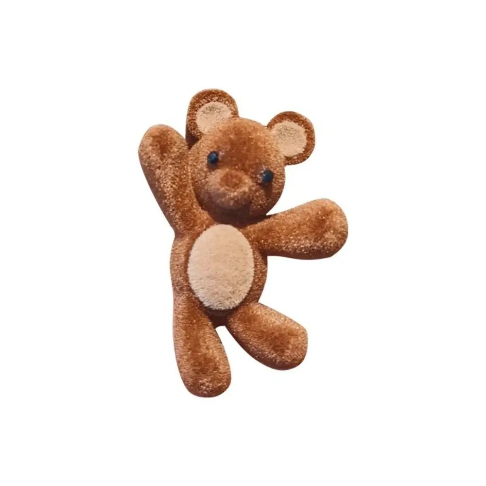 New Cute Design Cartoon Bear Hairpin Lightweight Sweet Style Side Hair Clip Flocking Durable Barrette