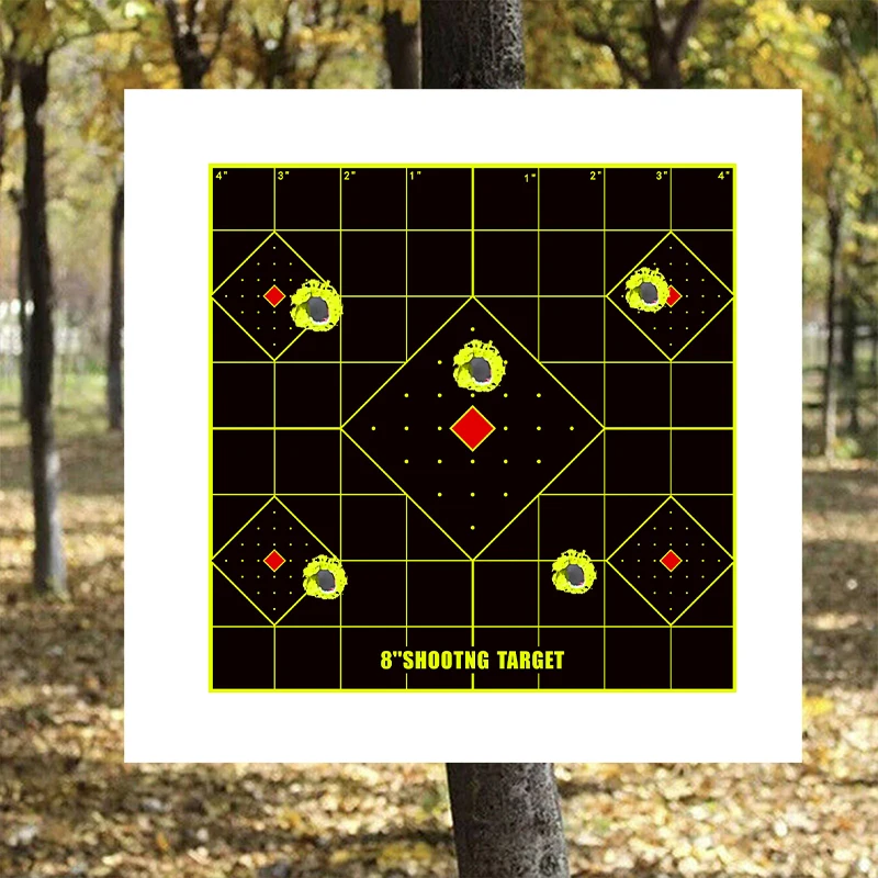 10 قطعة 8 بوصة * 9 بوصة "أرقام مربعة" ورق هدف ذاتي اللصق مع مركز أحمر مربع لممارسة الرماية ملصقات مستلزمات التدريب على الرماية ملصقات ألوان الفلورسنت (يمكن استخدامها لممارسة المسدس الحقيقيقي)