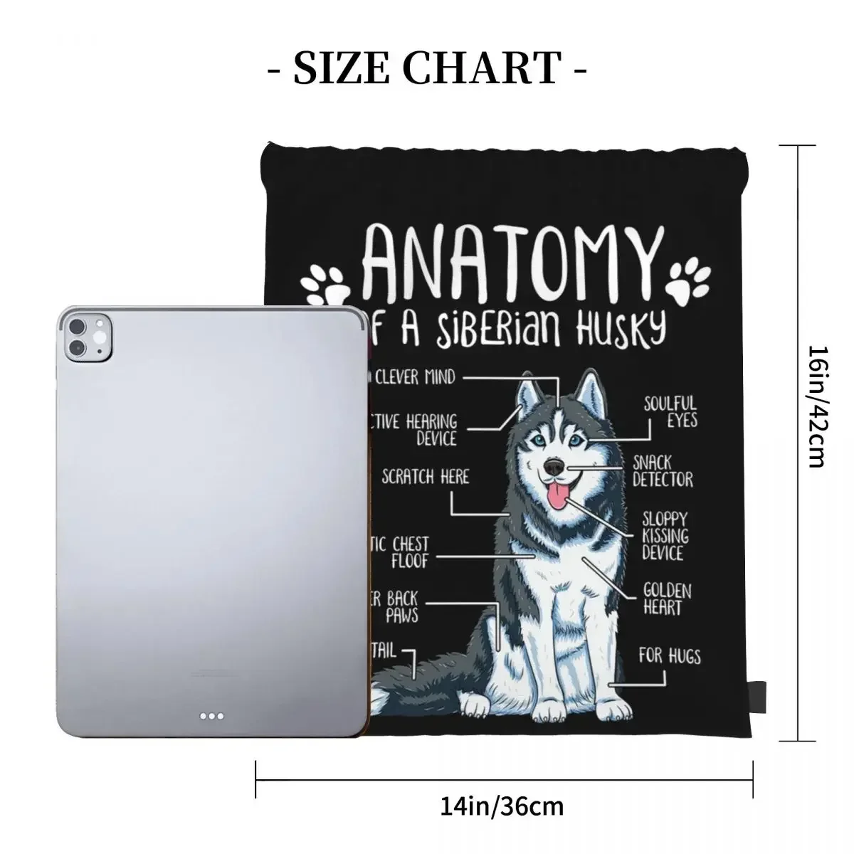 Funny Siberian Husky Anatomy Dog Owner Dog Lover Backpacks Drawstring Bags Drawstring Bundle Pocket Sports Bag BookBag