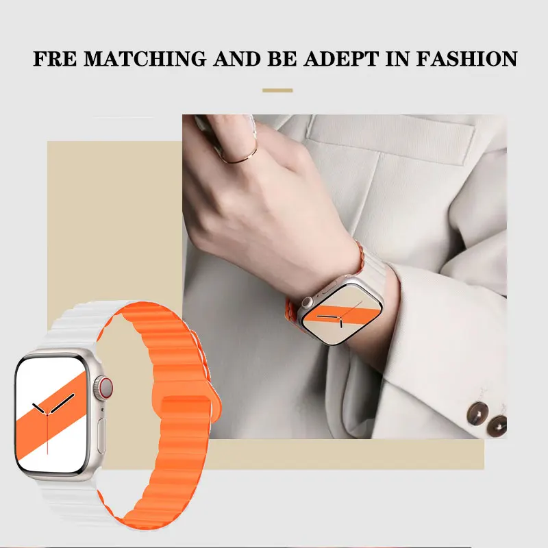 Magnetic Strap For Apple Watch Bands 45mm 38mm 49mm 40mm 42mm 41mm Silicone Sport Bracelet iWatch Series ultra 9 6 5 7 8 se 44mm