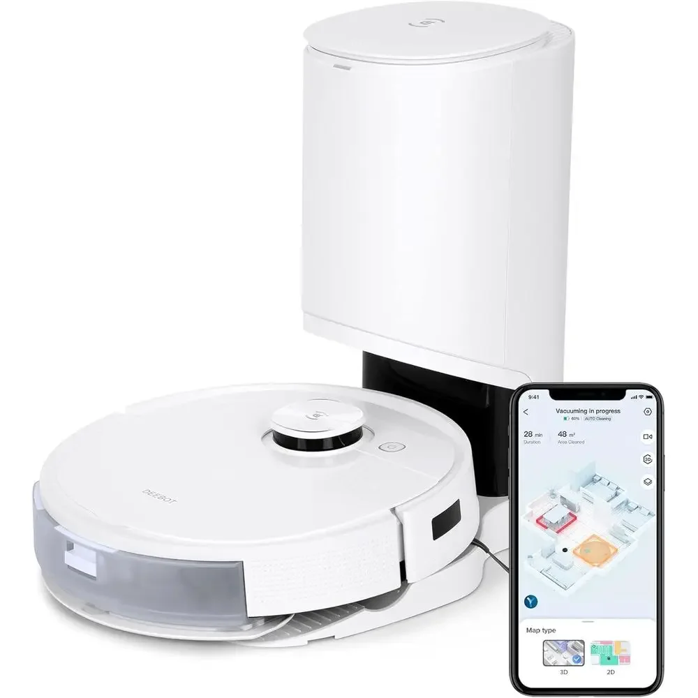 DEEBOT TEO+ Robot Vacuum and Mop Combo with Auto-Empty Station, Precision Laser Mapping, 3D Maps, Oscillating Mopping, 3000Pa Su