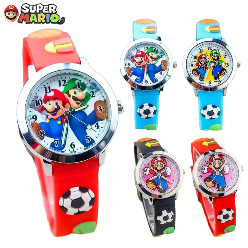 Super Mario Bros Student Watches Silicon Quartz Wristwatches Child Animation Luminous Watch Kids Gifts Cartoon Analog Watches