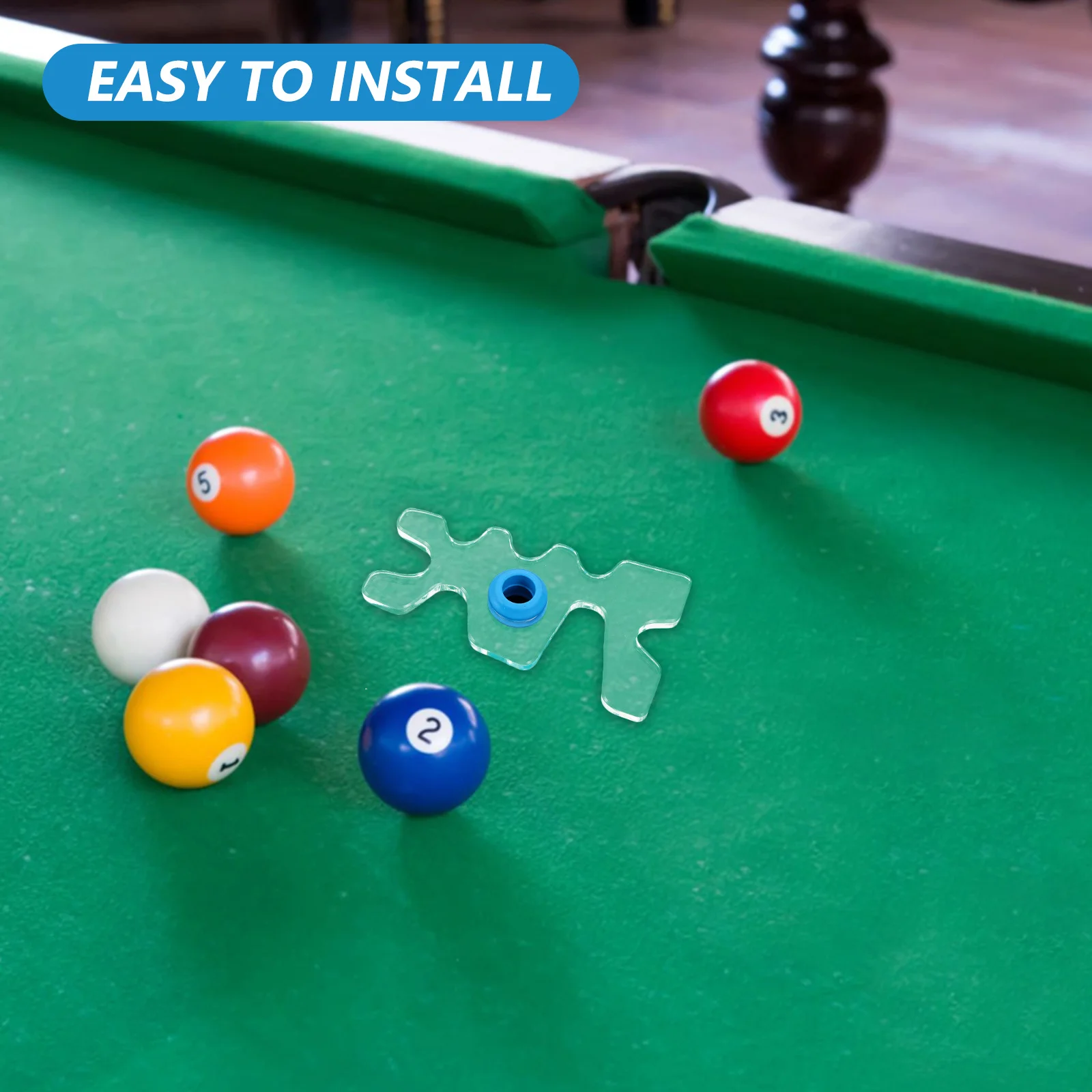 

Professional Acrylic Billiard Cue Bridge Head Portable Slip on Stable Support Blue Ring Detail for Home Clubs Bars