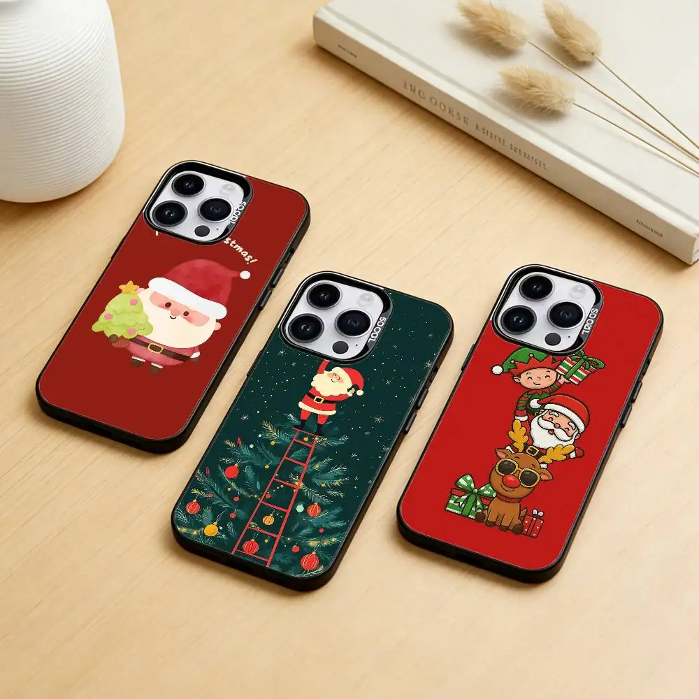 Christmas Santa Claus Phone Case Color Silver Shell For IPhone 17 16 15 14 13 12 11 Pro Max Plus