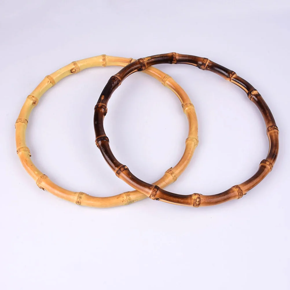 

2Pcs Round Bamboo Bag Handles for DIY Handmade Tote Purse Craft Accessories Fits Well Handbags Clutches Bag Parts