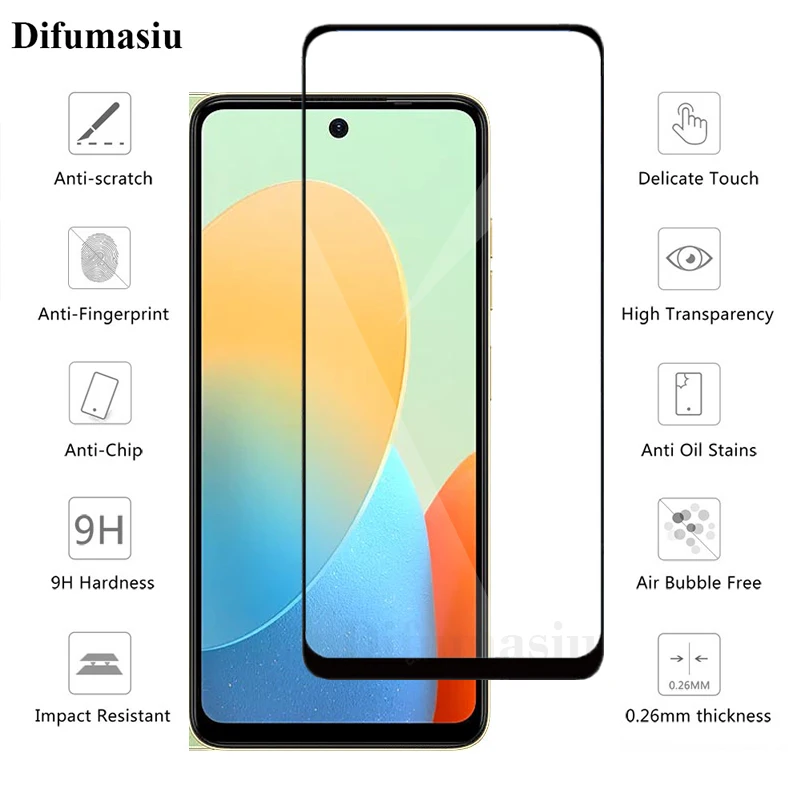 For Tecno Spark GO 2024 Tempered Glass  Screen Protectors Soft Camera Lens Protector Full Cover Screen Glass 3in1  Back Film