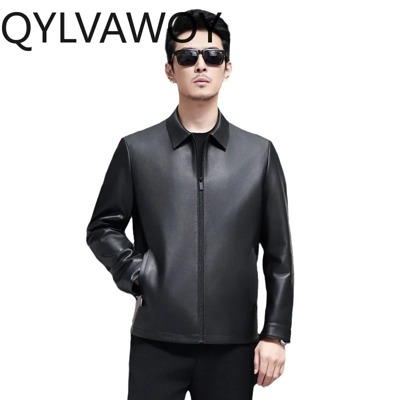 

QYLVAWOY Real Sheepskin Leather Jackets for Man 2025 Spring Autumn Solid Color Genuine Leather Jacket Men Clothing Lapel Zipper