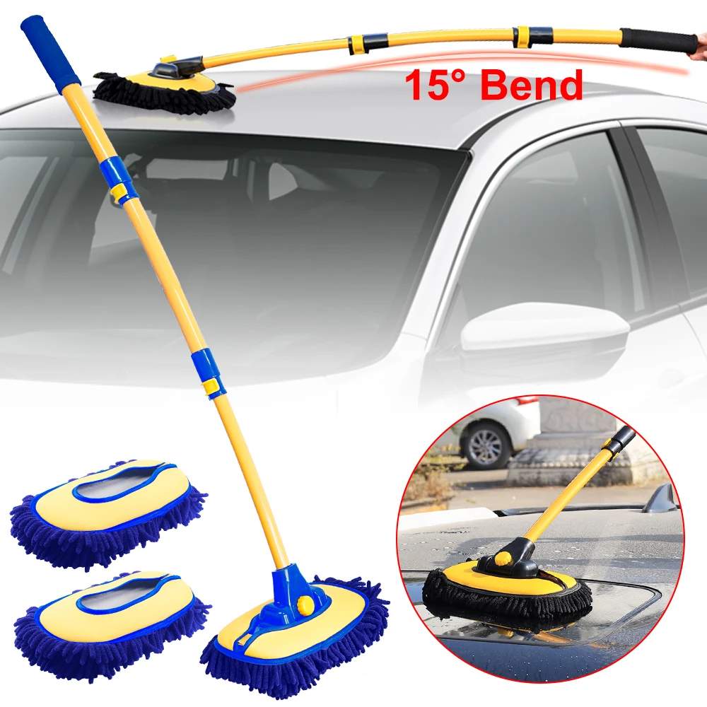 

Car Cleaning Brush Car Wash Brush Telescopic Long Handle Mop Chenille Broom Detailing Adjustable Super Absorbent Auto Accessory