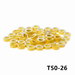 T50-26 Yellow White Ring Iron Ferrite Toroid Cores 7.5mm Inner Diameter For Inductors