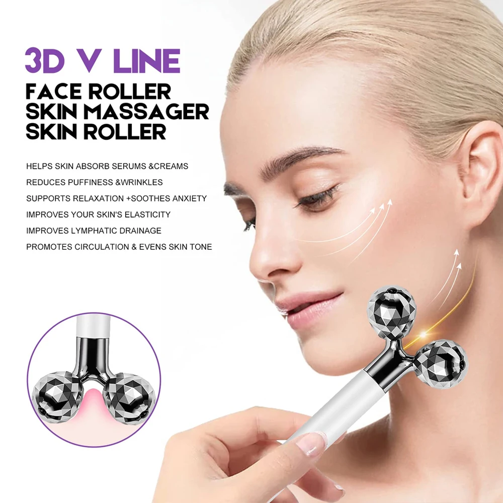 V Face Lifting Massageador Facial Elétrico Rosto 3D, Rolo De Massagem Corporal Ametista Eye Massager Ferramenta de Cuidados Com A Pele Presente de Aniversário para As Mulheres