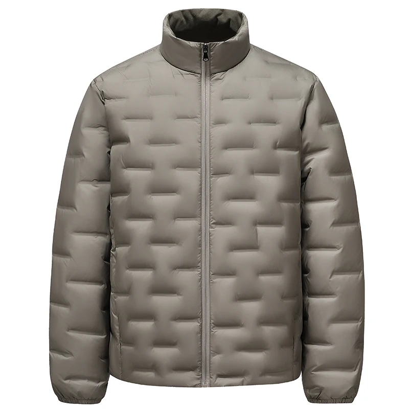 

Легкая мужская пуховая куртка для зимы, спорта и повседневной носки, из полиэфирного волокна, без капюшона, с воротником-стойкой, в стиле университетской моды