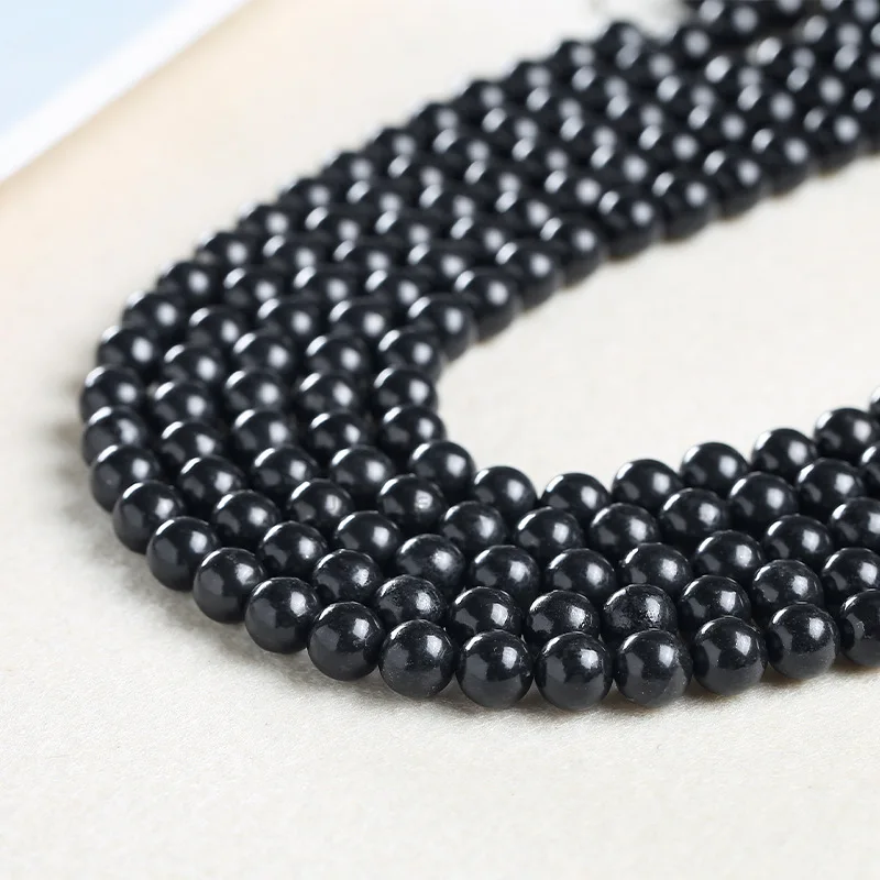 

CHENYISHI 50%-70% Carbon Shungite High Quality Wholesale Beads String Natural Gemstone 4/6/8/10/12/14/mm for DIY Jewelry Making