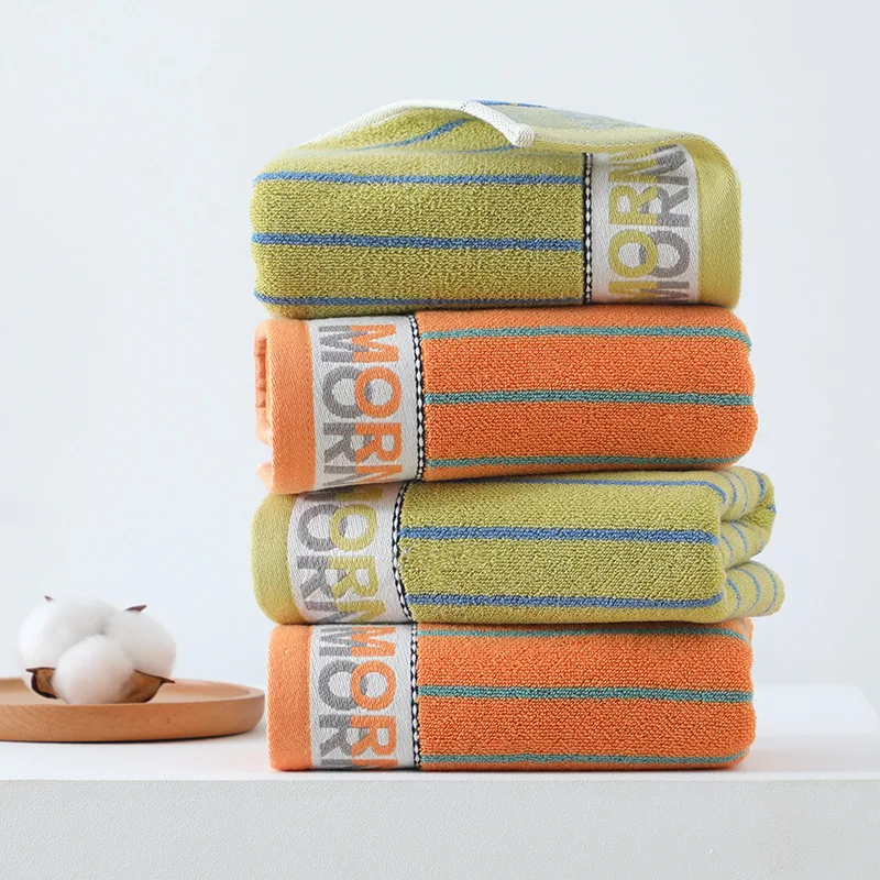 1pcs Household Pure Cotton Thick Face Towel Adult Absorbent Soft Face Towel Vertical Striped Children's Face Towel Toiletries