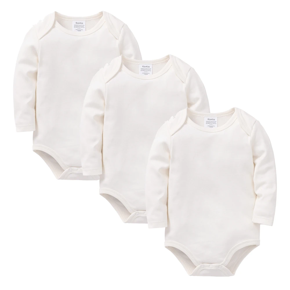 Kavkas Baby Boy Girl Clothes Solid Design 100% Cotton Long Sleeve Autumn Newborn Bodysuit 0-24 Months Infant Outwear