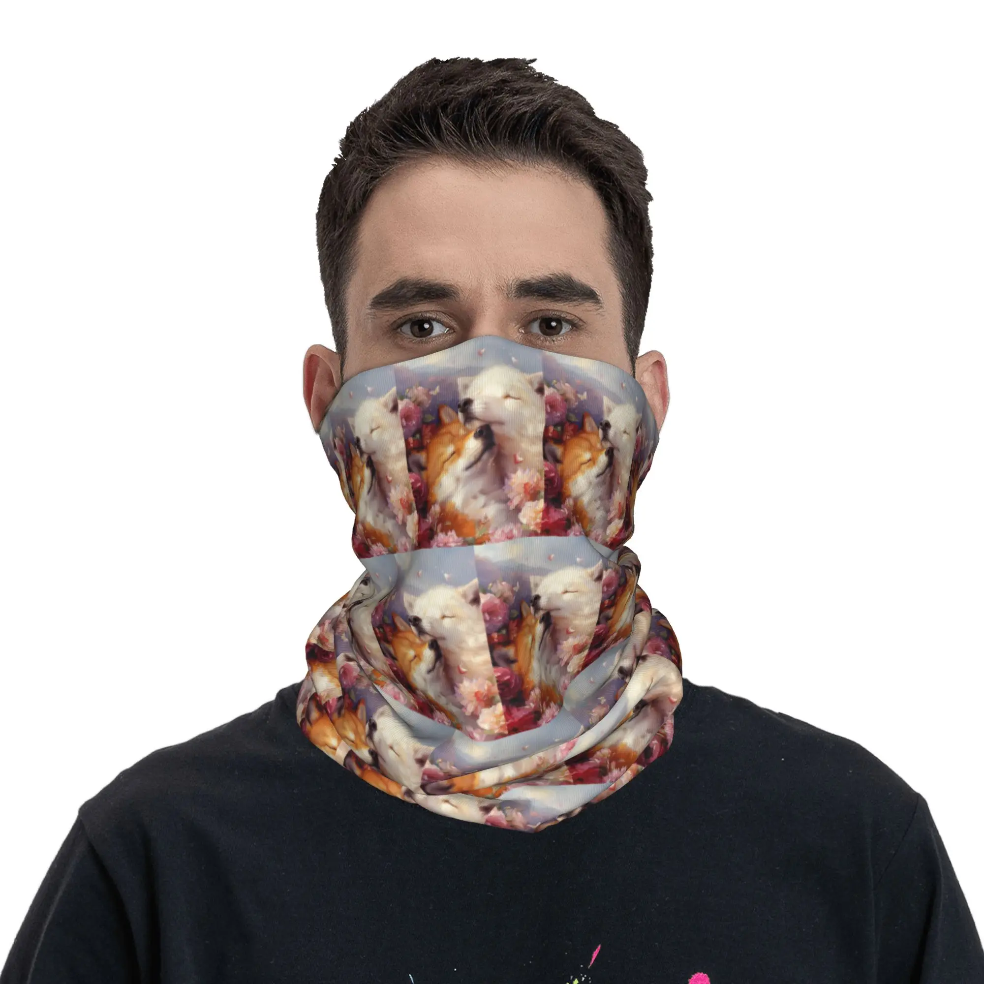 Mysterious Cartoon Two Foxs Bandana Neck Cover Printed Wrap Mask Scarf Headwear Hiking Fishing For Men Women Adult Washable