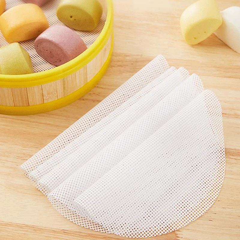 10 Piece Set Silicone Steamer Mesh Mat High Temperature Resistant Reusable Steamer Paper Breakfast Dumpling Baking Supplies