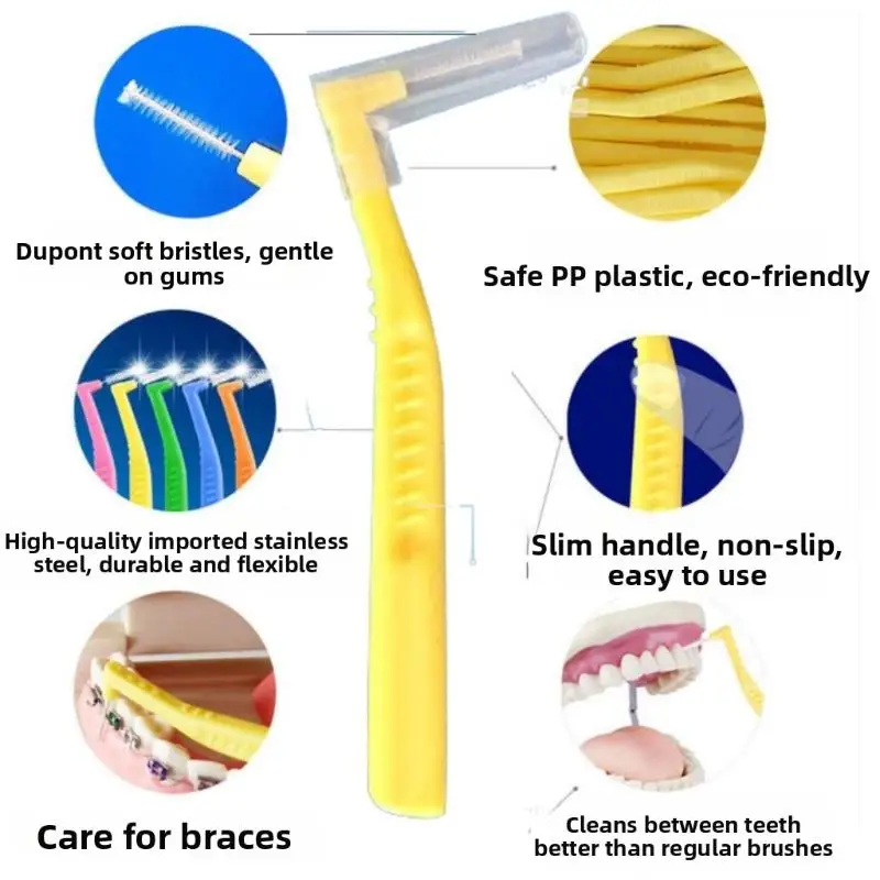 Set mit 10 Interdentalbürsten für Zahnspangen, L-förmige Interdentalbürsten für die Mundhygiene – Detail 6