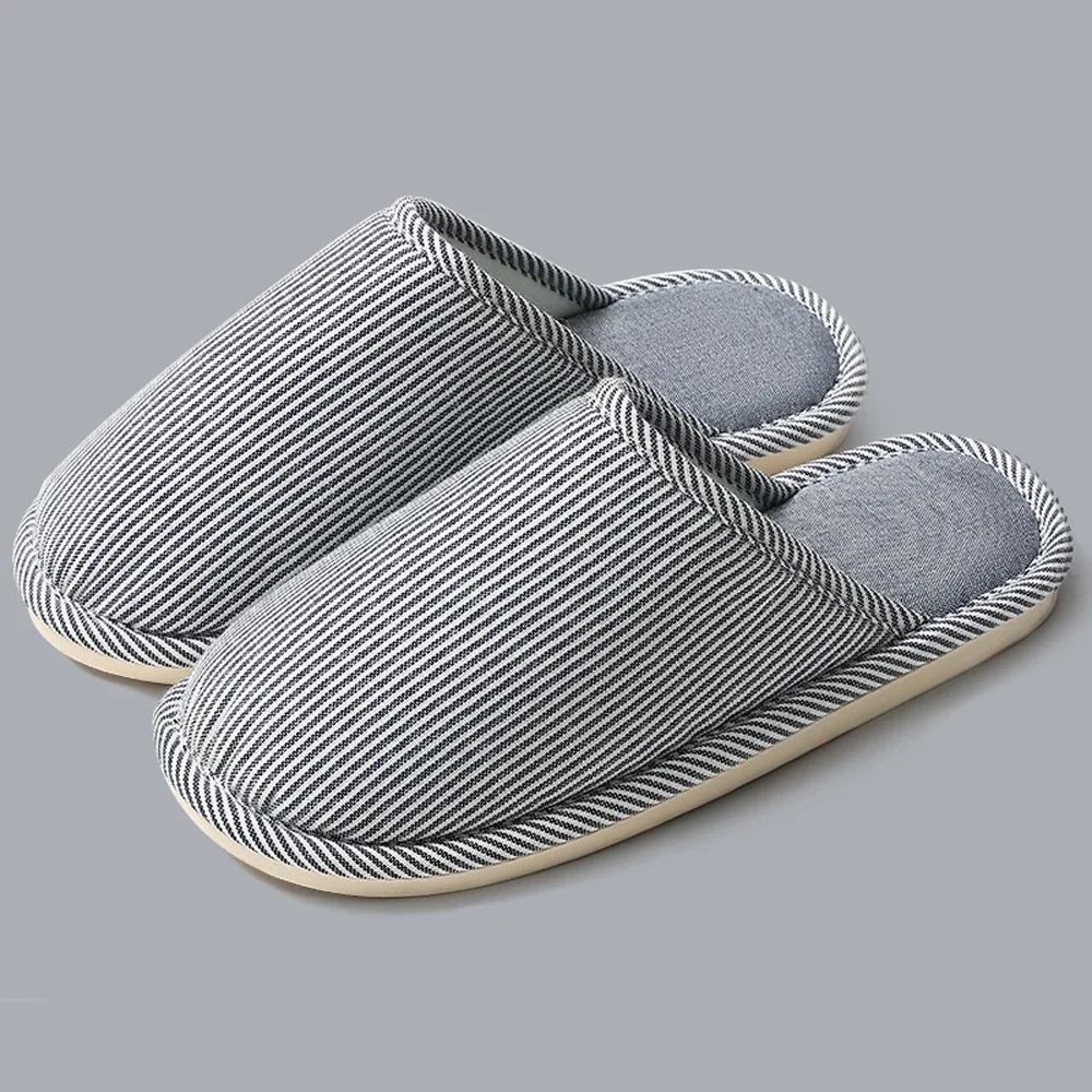 Pantoufles chaudes en coton et peluche pour la maison, chaussures plates d'intérieur en lin antidérapantes, diapositives de maison pour Couple, printemps et automne