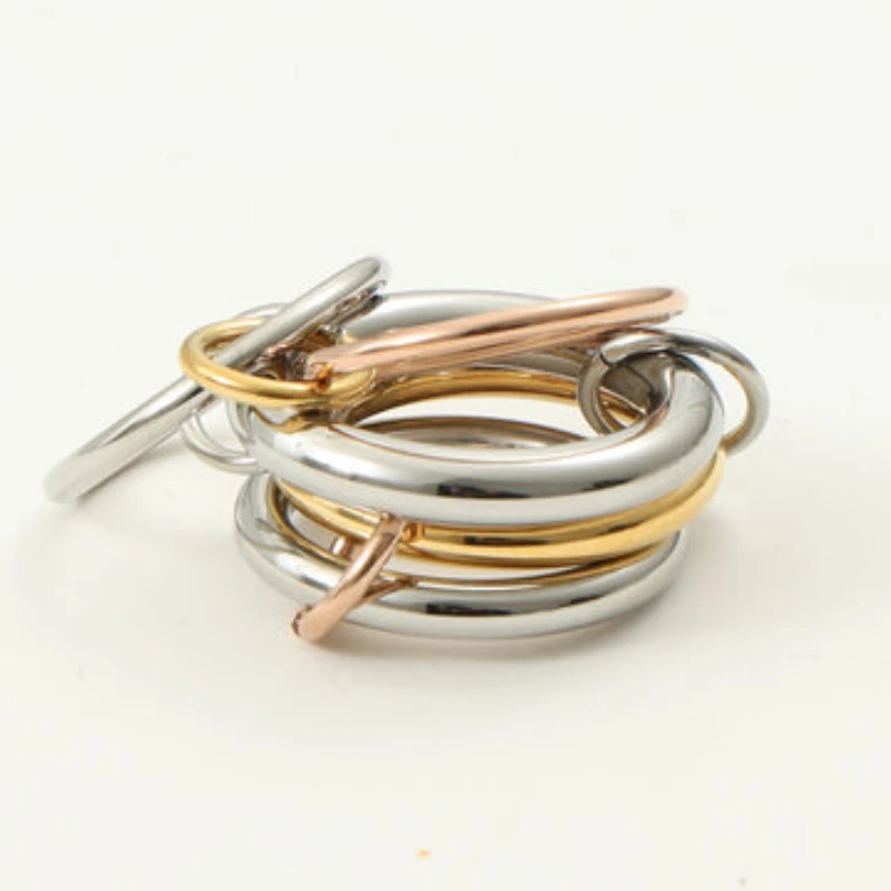 New Five-link Ring for Women Stainless Steel Ring Gold Plated Jewelry