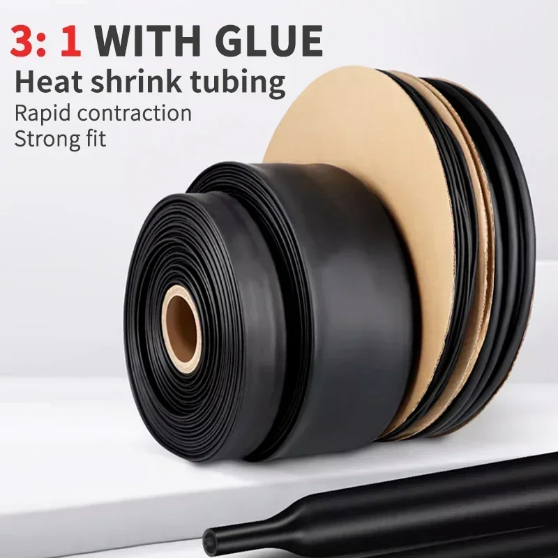 100 Meters/ 10M 3:1 Heat Shrink Tube with Glue Polyolefin Shrinking Assorted Heat Shrink Tube Wire Cable Sleeving Tubing