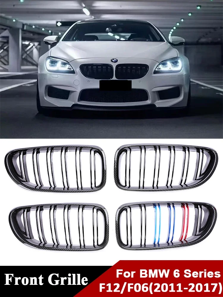 M6 Front Bumper Facelift Racing M Color Grille Cover For BMW 6 Series F12 F13 F06 2011-2017 Kindey Refiting Gloss Black Grill