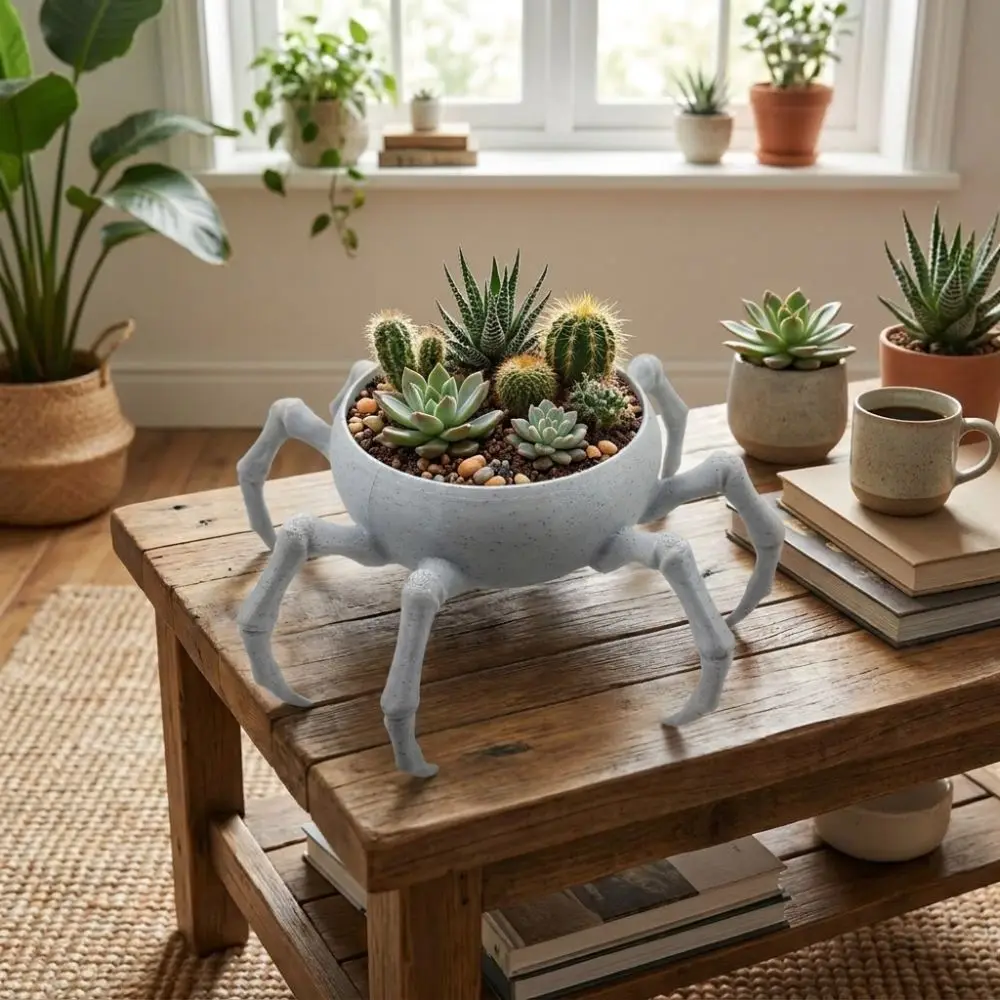 3D Printed Spider Shaped Planter Novelty Multi-functional Entrance Storage Box Gothic Style Plastic Jewelry Storage Tray
