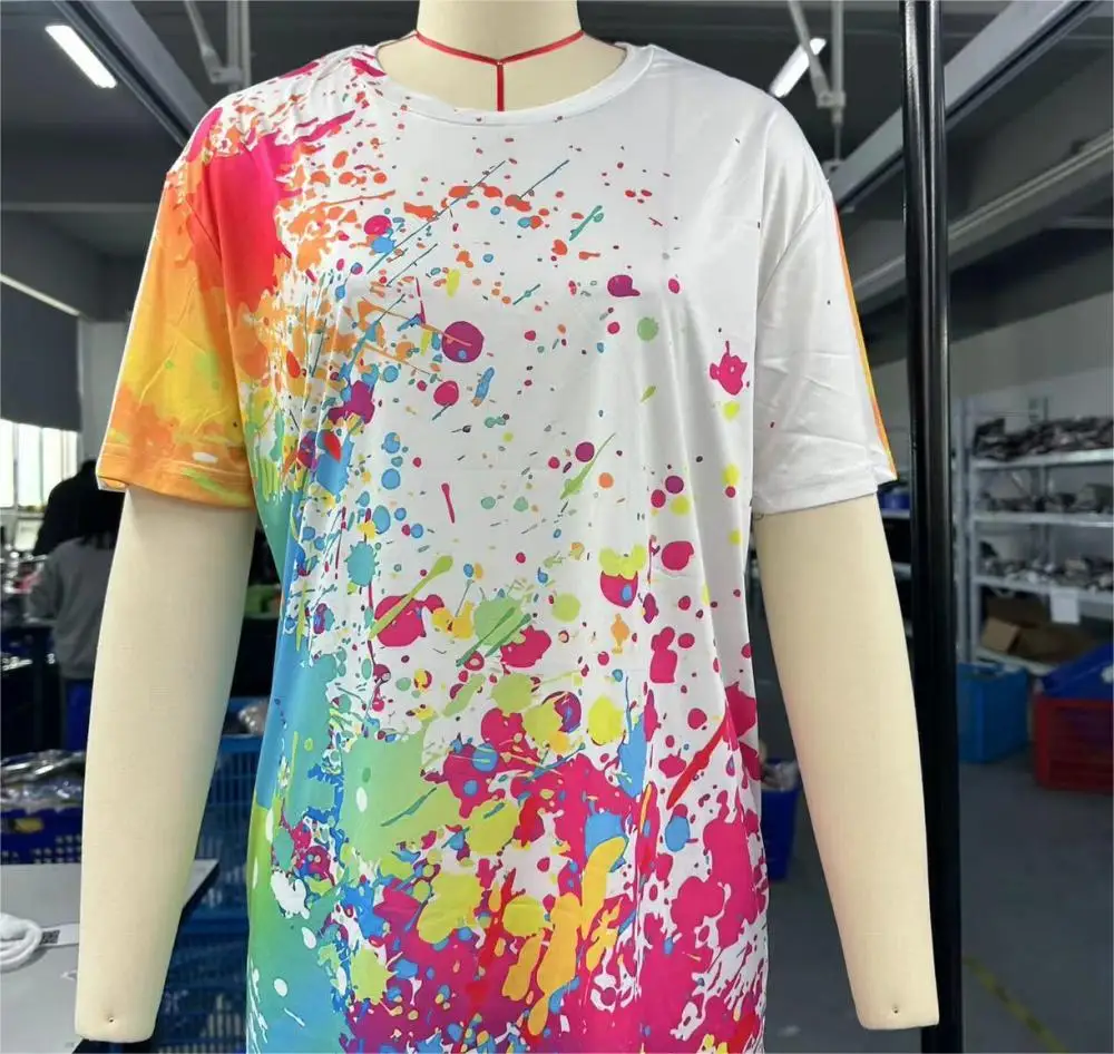 Women\'s T-Shirts Multicolor Graffiti 3D Print Tees Casual Street Femalewear Summer  Oversized T-Shirt Fashion Lady Y2k Clothing