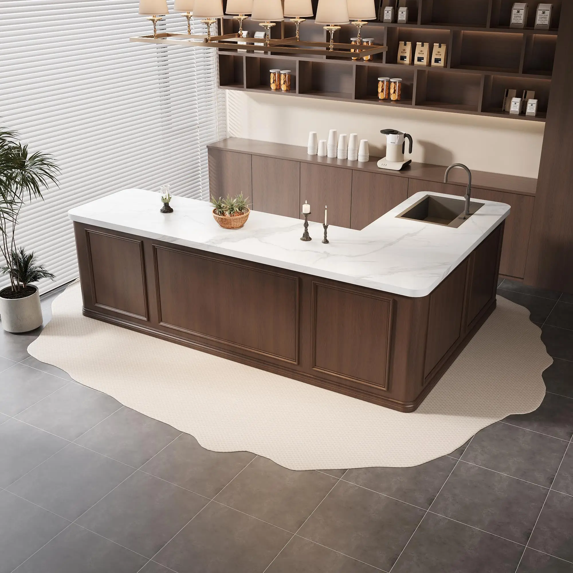 

Retro coffee shop checkout page bar bar integrated operation table flower shop fruit cutting table table