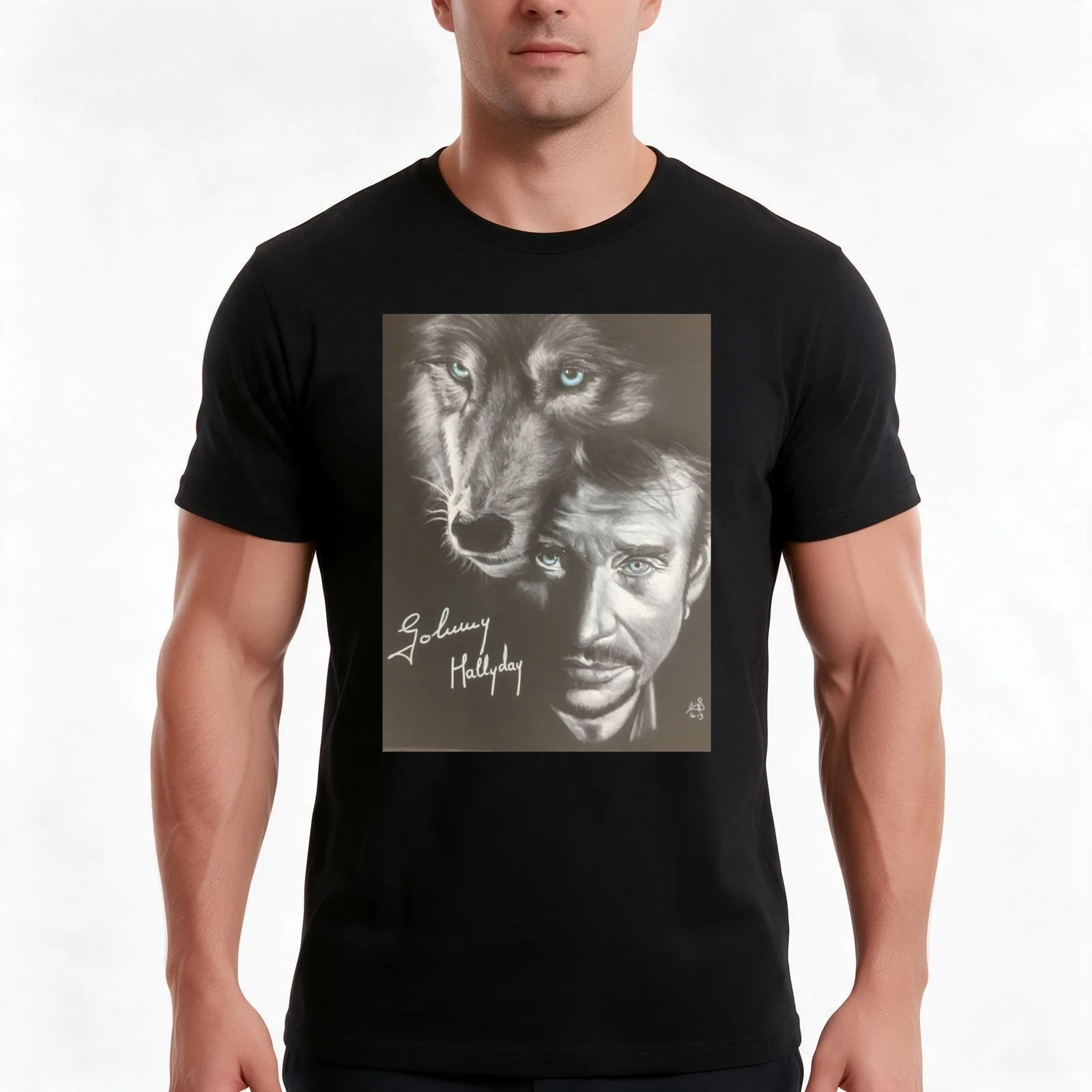 Johnny Hallyday T-Shirt, Summer Casual Cotton Tee, Oversized Streetwear Tops, Vintage Graphic Print, Loose Fit Short Sleeve