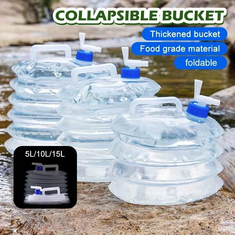 10L Collapsible Foldable Bottle Container Water Storage Bottle Bucket Pail Water Bag Water&juice Dispenser Camping Outdoor