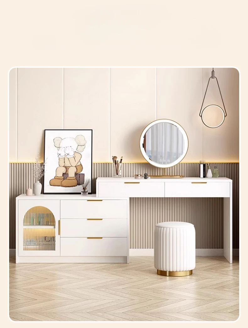 Solid wood small unit with expandable bedroom and minimalist dressing table