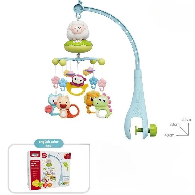 Juguete móvil musical para cuna de bebé recién nacido, campana giratoria para colgar junto a la cama con canciones de cuna calmantes, luz nocturna y giro automático de 0 a 12M