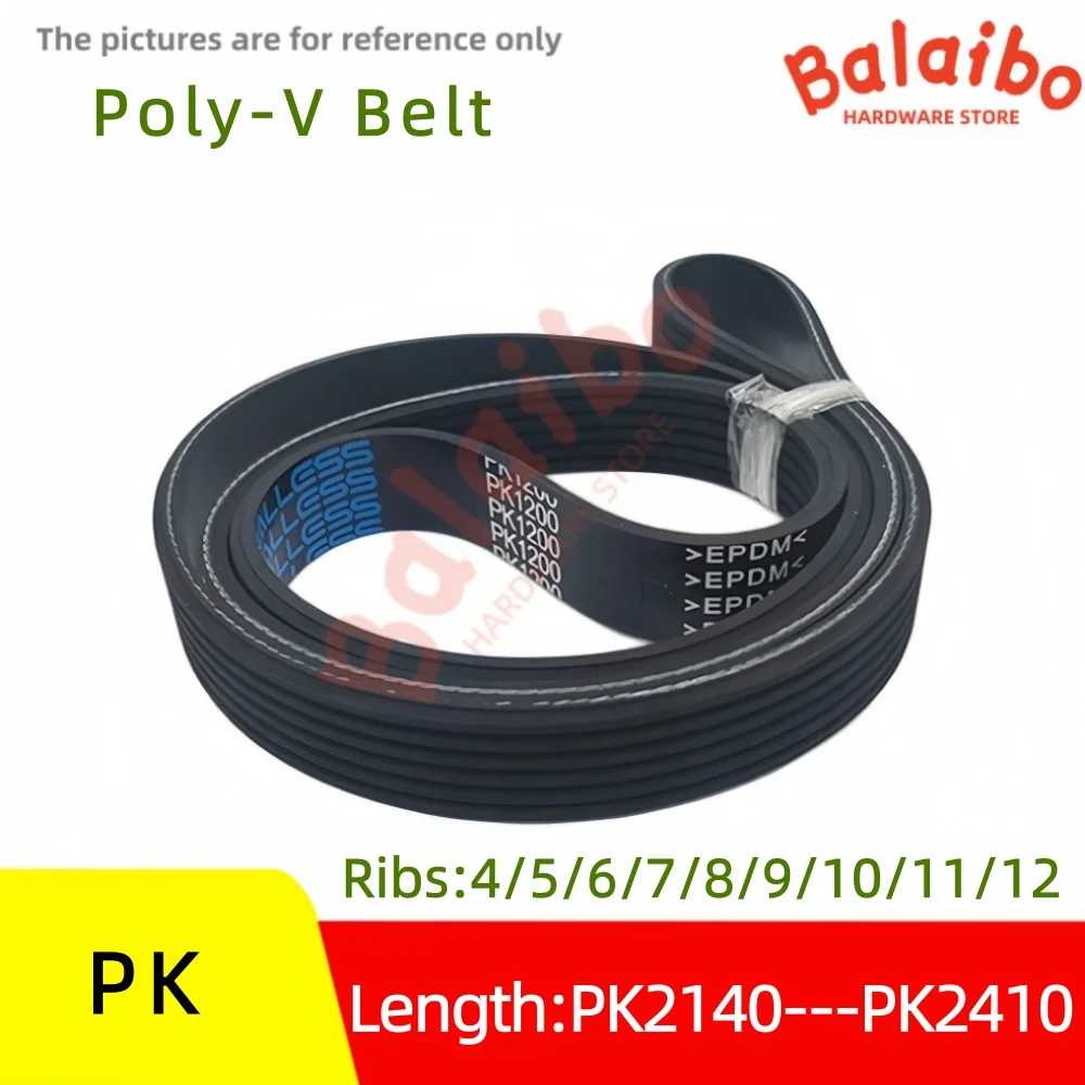 High Torque Rubber Poly-V Belt  PK2140- PK2410 PK2150 PK2160 PK2170 PK2180 PK2190  ---PK2410 Ribs：4/5/6/7/8/9/10/11/12