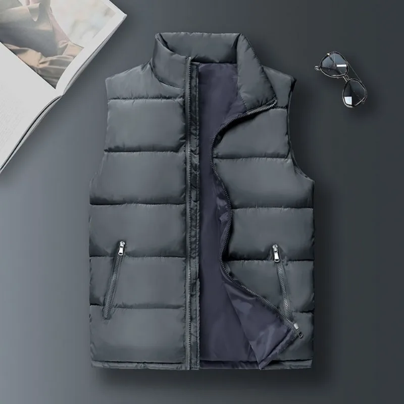 Down Cotton Vest Men's Autumn Winter Clothing Light Down Cotton Jacket Thickened Warm Jacket Vest Jacket Worn Outside