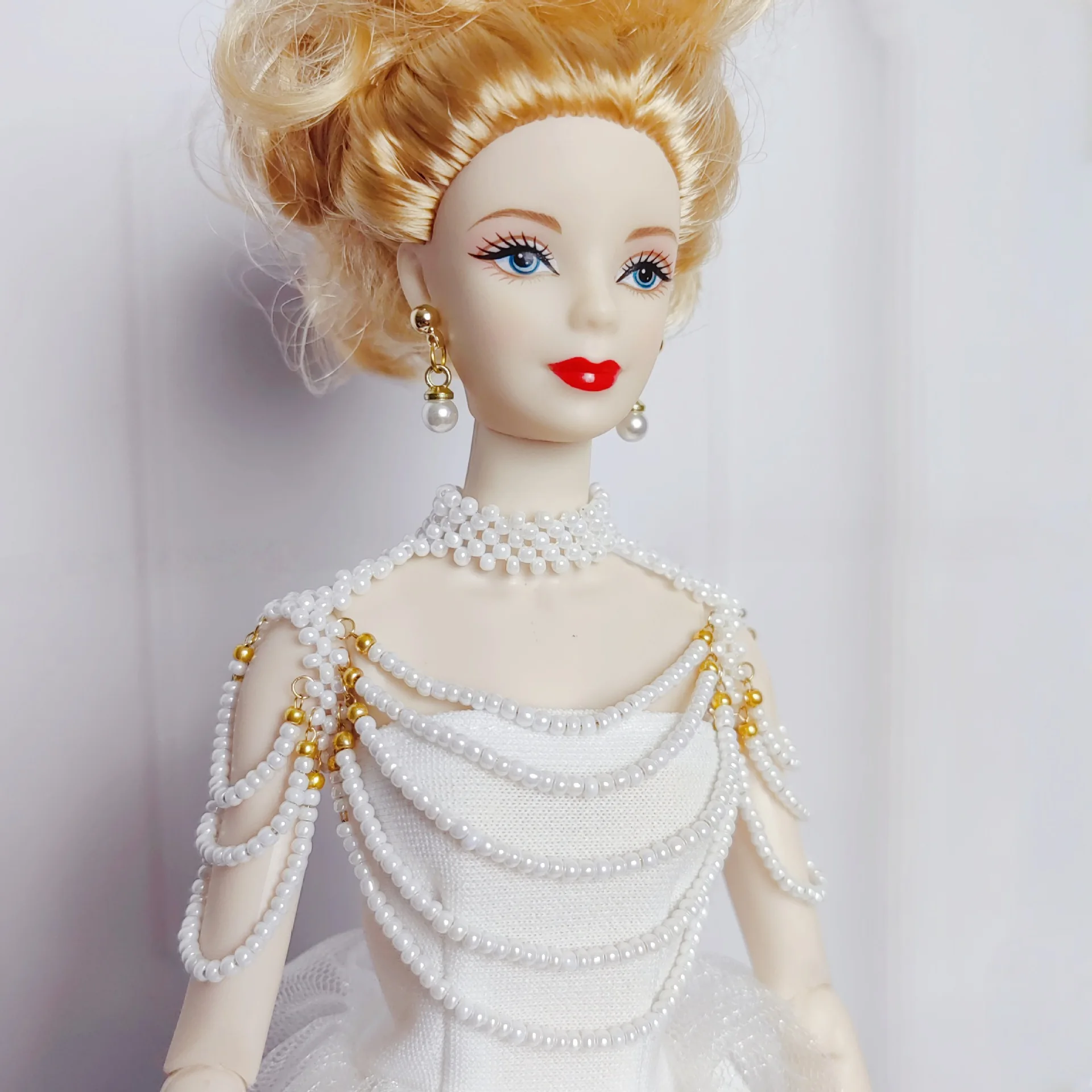 30cm Doll White Beaded Shawl 1/6 Supermodel Doll Jewelry Accessories Fashion Luxury Princess Dress Up For 1/6 Xianxian Doll Toys