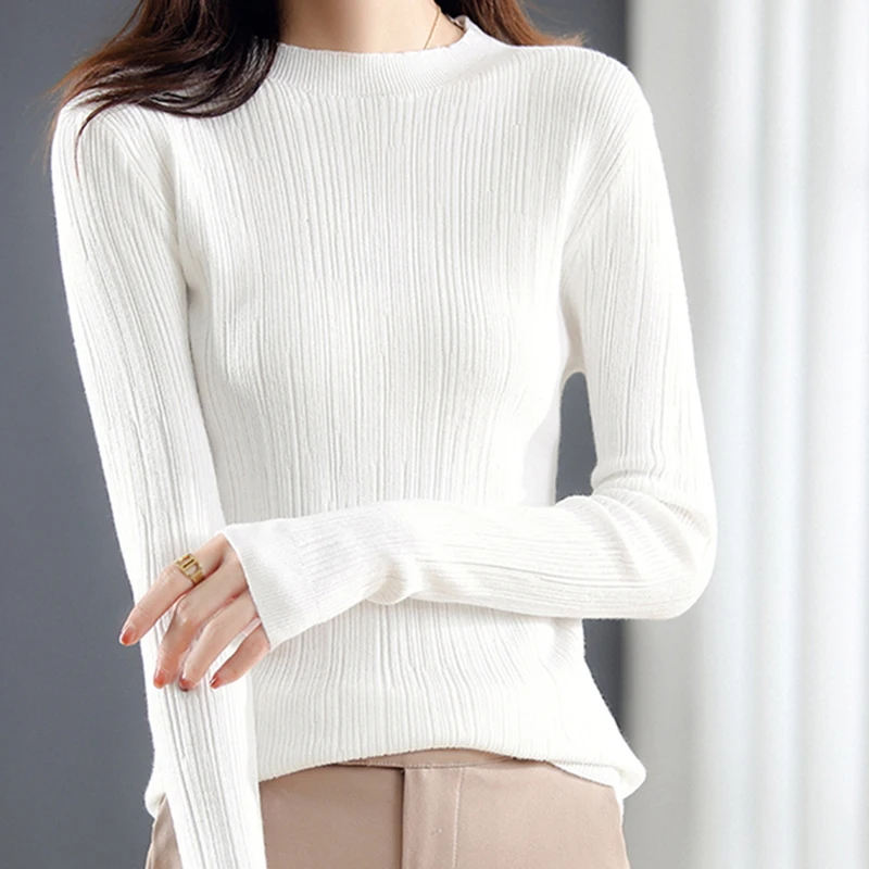 2023 Autumn Winter Casual Women O Neck Pullover Long Sleeve Sweater Korean Style Knitted Top Female Basic Solid Sweaters Jerseys