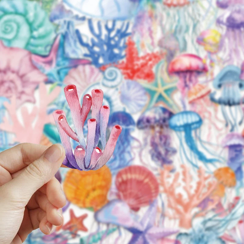 50PCS Marine Life PET Stickers Waterproof Ocean Decals For Scrapbook Handbook Diary Planner DIY Journaling Supplies