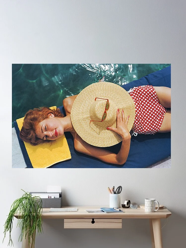 Slim Aarons 'Sunbathing In Burgenstock', Print Art Canvas Poster, Living Room, Home Wall Decor Picture