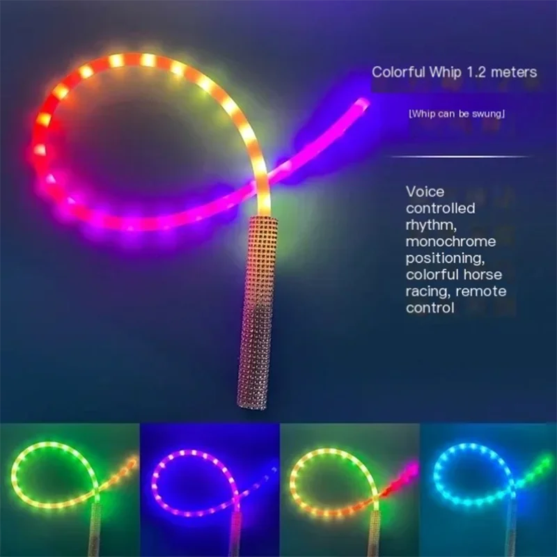 شريط سوط متوهج بجهاز تحكم عن بعد لدعائم عطلة الكرنفال والحفلات الموسيقية الصوتية وحزام الرقص الشرقي الممتاز مع LED