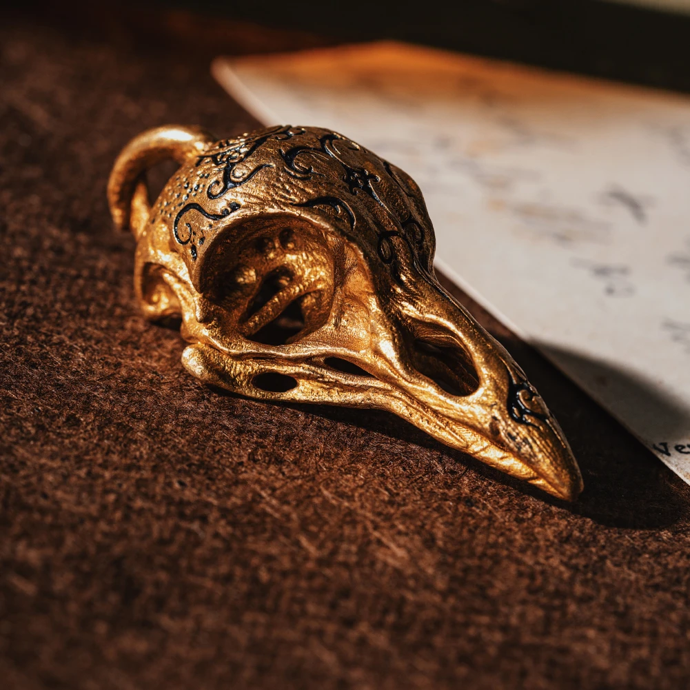 COPPERTIST.WU Raven Skull Pendant Gothic Punk Crow Brass Jewelry Gift for Men Women(Chain not included)