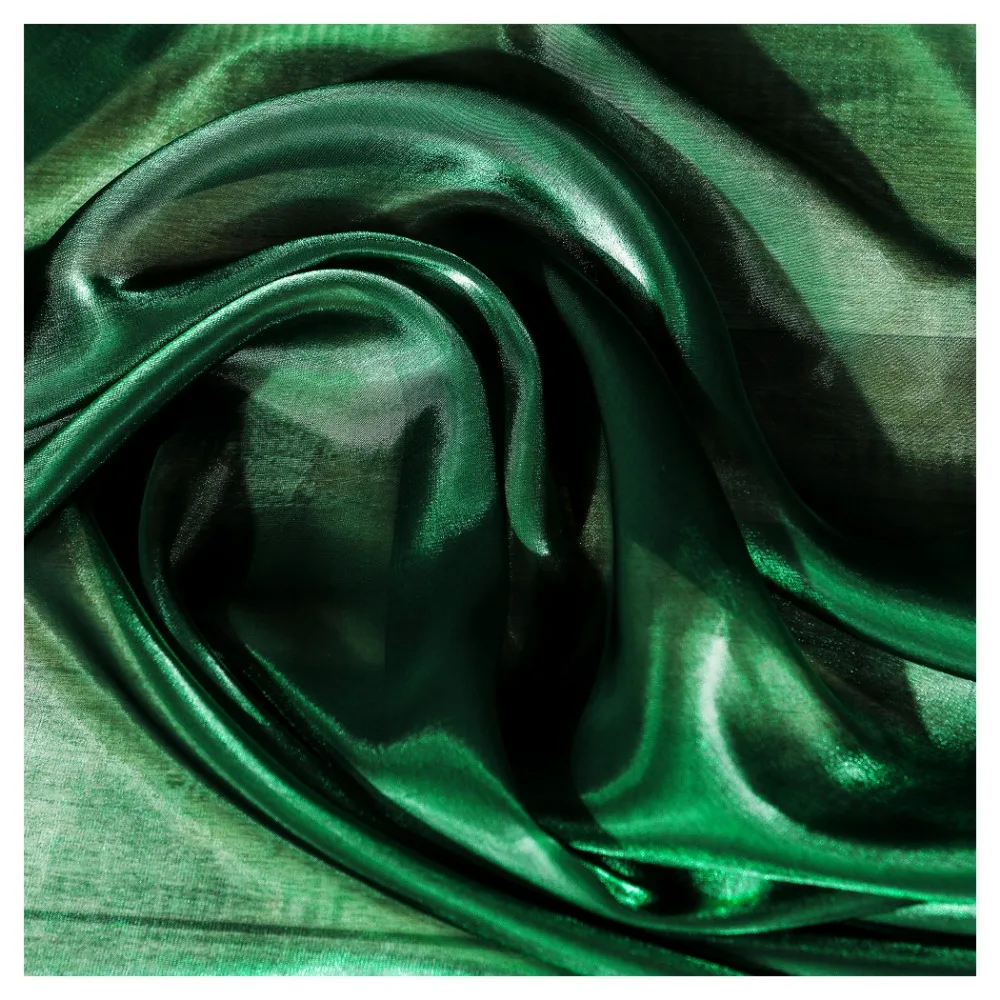 Dark Green Starlight Satin Fabric Semi Transparent Luster Silky Smooth Ancient Style Hanfu Wedding Dress Apparel Design Cloth