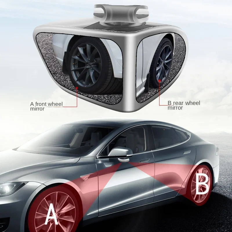 2pieces Car Mirror Parking Blind Spot HD Wide Angle Adjustable Rearview Extra Auxiliary Convex Round Mirrors For Most Car Models