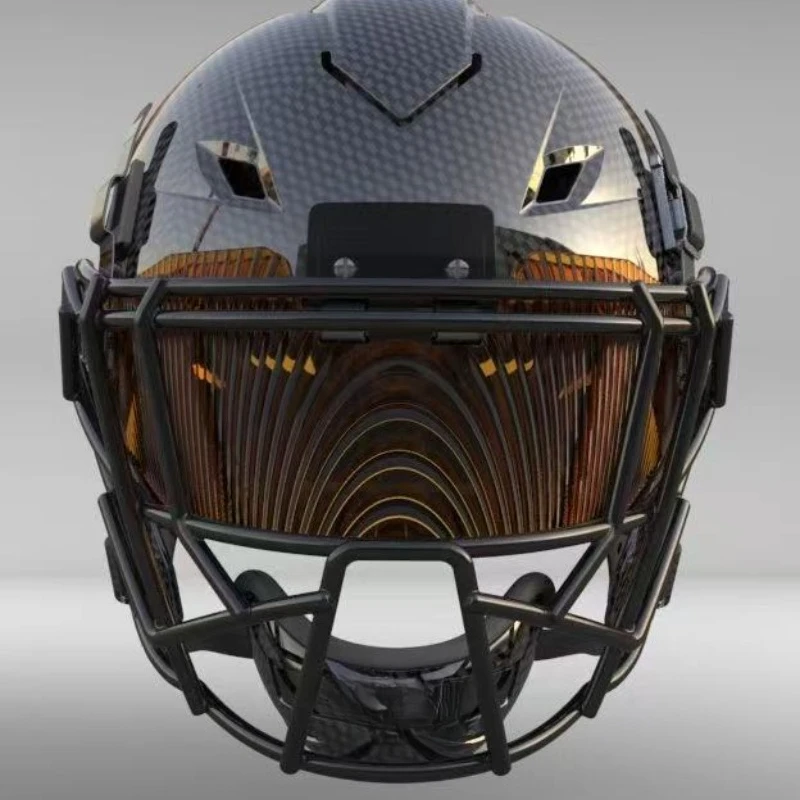 

American football helmet made of carbon fiber with durable bearing components