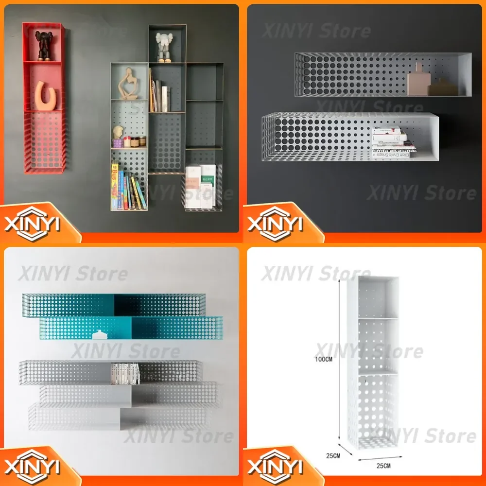 Italian INS Design Hole Bookshelf Display Shelf for Wall Mount Storage Rack Simple Multi Layer Wrought Iron Shelf for Home
